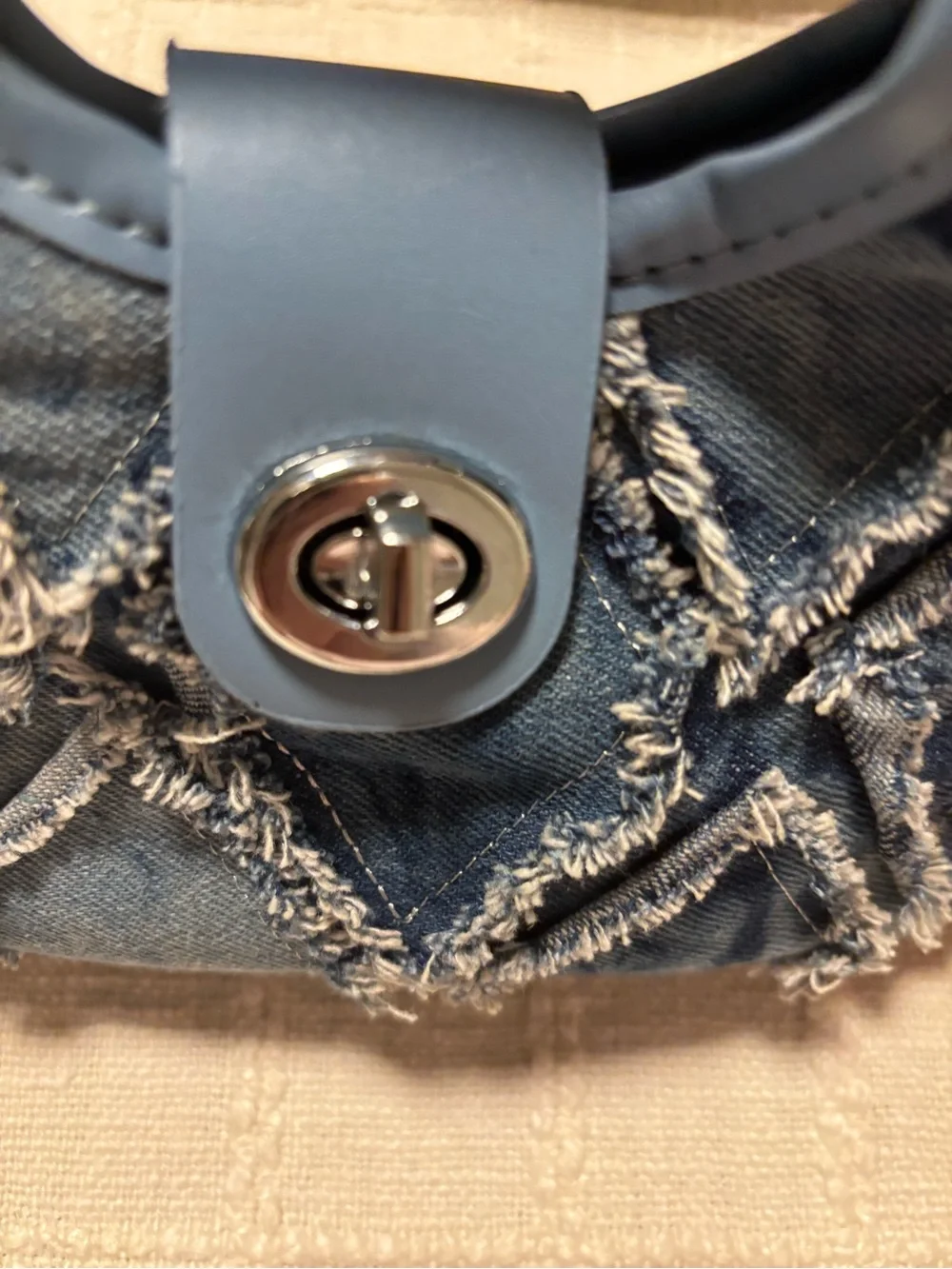 Y2K Grunge Frayed Trim Patchwork Denim Mini Hobo handbag